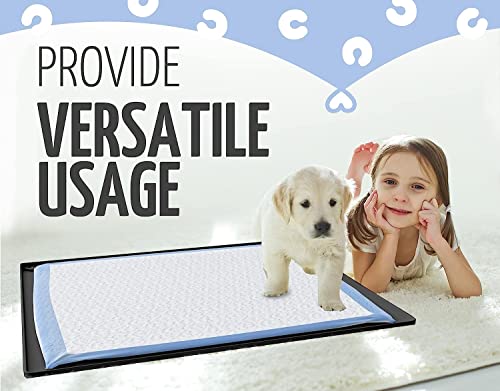Image of Skywin TidyFriend 2 Pk Pee Pad Holder Tray for 30 inch x 23 inch Pee Pads with Corner Lock Holes, Raised Edges, Non-Spill, Easy to Clean Silicone Dog Potty Tray Holder, for Indoor Floor Protection (Black)