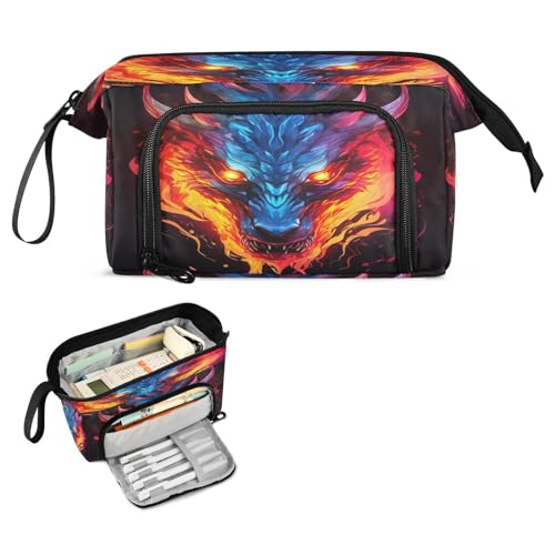 Image of Dragon Fire Pencil Case Pouch Big Capacity Pencil Bag Box Organizer Pen Case with Handle Stationery Organizer for Girls Boys Women Kids Adults School
