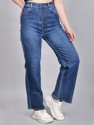 Image of Women's Reguler Fit Modern Regular High Rise Strechable Solid Clean Look Jeans- Dark Grey