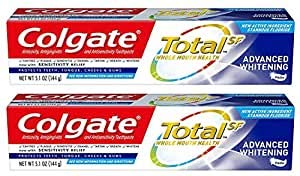 Colgate Total SF Toothpaste - Advanced Whitening - Paste - Net Wt. 5.1 OZ (144 g) Per Tube - Pack of 3 Tubes