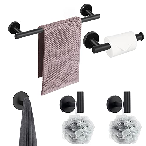 Foto de NearMoon Juego de 5 piezas de accesorios de baño SUS 304 de acero inoxidable grueso, incluye barra de toalla de 16 pulgadas, soporte para papel higiénico+3 ganchos multifuncionales, accesorios de baño (imagen 6)