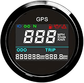 GPS Speedometer Odometer, 52mm Digital Waterproof Adjustable Speed Gauge for Car Boat Motorcycle Truck (Black)