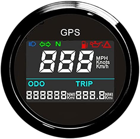 GPS Speedometer Odometer, 52mm Digital Waterproof Adjustable Speed Gauge for Car Boat Motorcycle Truck (Black)