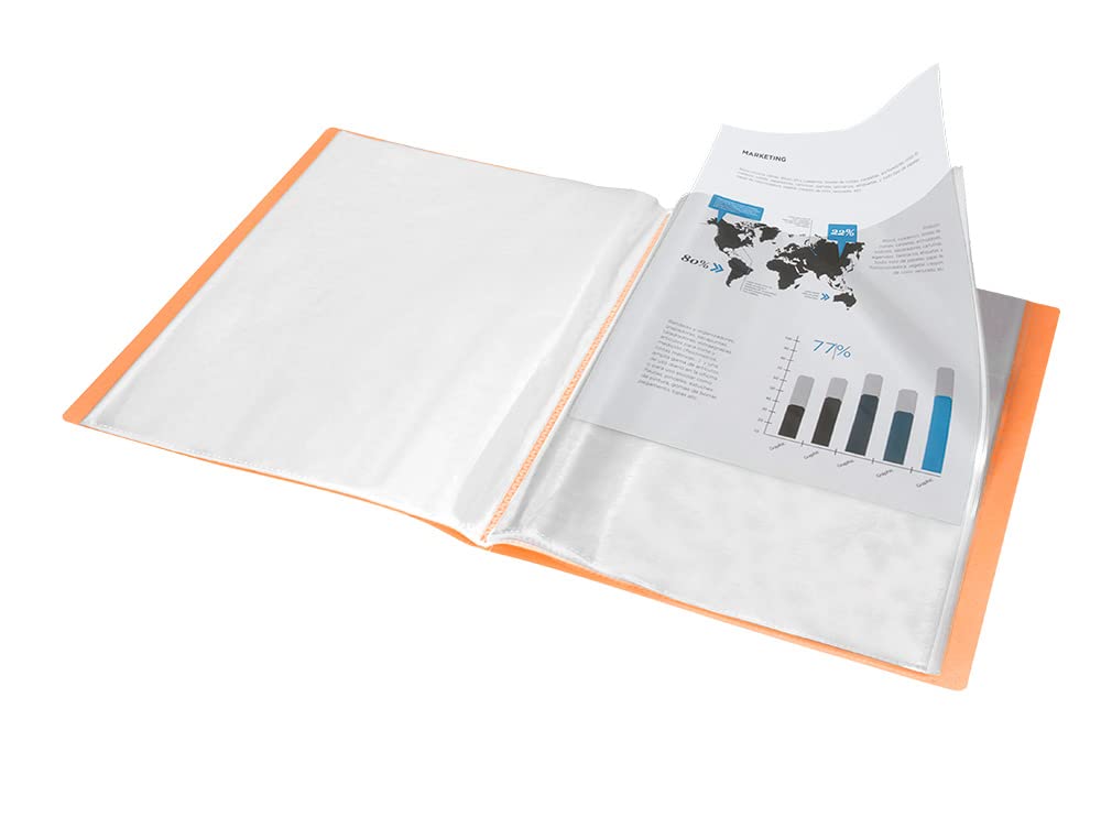 Liderpapel Showcase Folder 30 Pockets Polypropylene DIN A4 Orange Fluorescent Opaque
