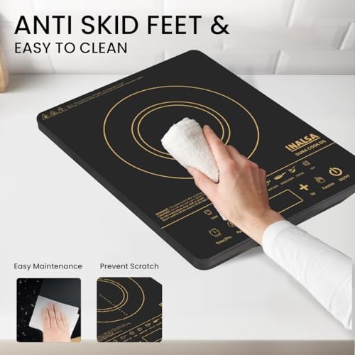Image of INALSA 2100W Induction Cooktop with Smart Touch Control|7 Indian Cooking Presets|Smart Sense Pan Detection|Pause Function|Variable Timer|Overheat & Voltage Protection|Anti-Skid Feet|Dura Cook DG