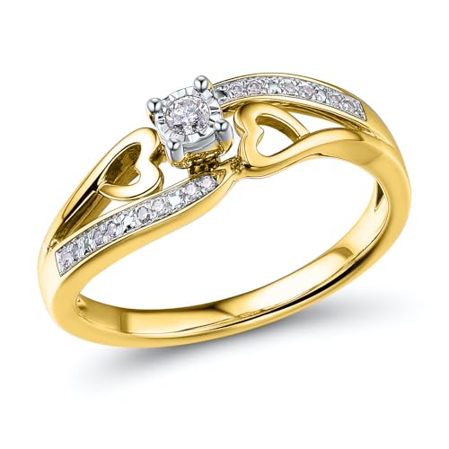 Diamond Promise Ring 14KT Yellow Gold Plated Sterling Silver 1/10 cttw Natural Diamonds (H-I Color, I2-I3 Clarity)