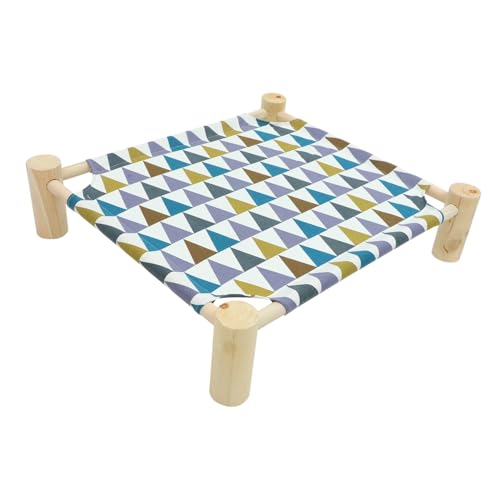 BELLIFFY 洗える猫ハンモックベッド 小型犬用ペットベッド 室内用ペット寝巣 木製フレーム付き 洗濯可能な取り外し式デザイン