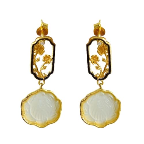 Boucles d'oreilles pendantes jade de Hetian long pendant femmes bijoux