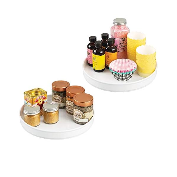 mDesign 2er-Set drehbares Gewürzregal – stilvoller Gewürzständer für Pfeffer, Backzubehör und Konserven – rundes…