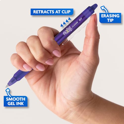 Image of Pilot FriXion Clicker Retractable Erasable Gel Pens, Fine Point, Assorted Color Inks, 7-Pack (31472)