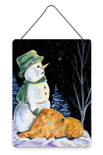 Caroline's Treasures SS8555DS1216 Snowman with Lakeland Terrier Wall or Door Hanging Prints Aluminum Metal Sign Kitchen Wall Bar Bathroom Plaque Home Decor Front Door Plaque, 12x16, Multicolor
