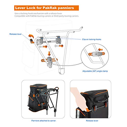 Ibera Bicycle Bag Pakrak Clip-On Quick-Release All Weather Bike Panniers (Pair), Includes Rain Cover , Black #TOP7