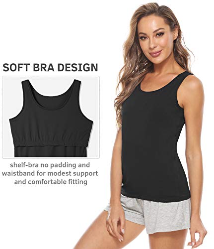 Vislivin Cotton Tank Tops with Shelf Bra for Women Stretch Tanks Wide Strap Undershirts2