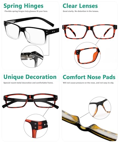 Image of Eyekepper Vintage Reading Glasses for Men - 5 Pack Spring Hinges Classic Readers +0.25