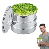 Food-grade Stainless Steel Material: Our stackable sprouting tray is made with food-grade stainless steel, ensuring safety, corrosion resistance, and durability. The finely woven mesh allows easy water drainage, prevents seed fall-through, and avoids...