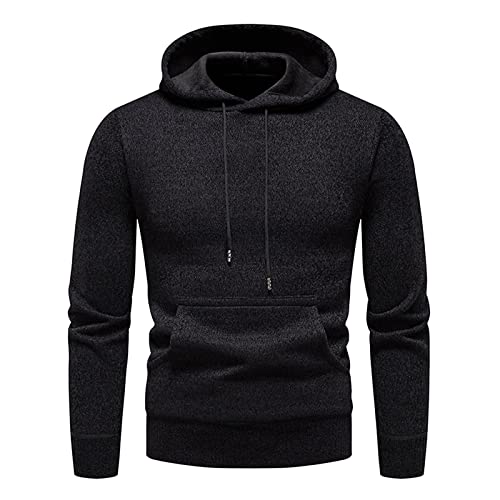 Cardigan en tricot chaud homme noir avec capuche pour vos sorties d'hiver