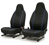 Auto Accessori Lupex Autositzbezüge, kompatibel mit Smart fortwo, Made in Italy, Polyester-Gewebe, Vordersitzbezüge (Schwarz mit blauen Streifen)