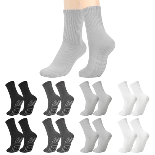 Beieverluck 8 Pairs Pilates Socks with Grips for Women Non Slip Yoga Socks Pure Barre Socks