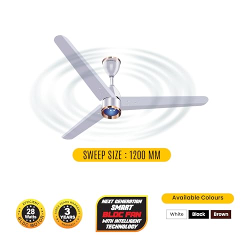 Image of Blueberry's ๐๐๐๐ 1200mm Ceiling Fan with Remote Control, BEE ๐ฑ-๐ฆ๐๐ฎ๐ฟ Rated Energy Efficient Ceiling Fan, High Air Delivery with LED Indicators, 3-Year Warranty (Royal White)