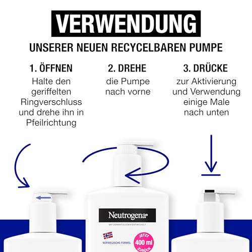 Neutrogena Norwegische Formel Deep Moisture Sensitive Bodylotion (400 ml) für trockene, empfindliche Haut mit 10 Prozent Glycerin + Pro-Ceramide Technologie