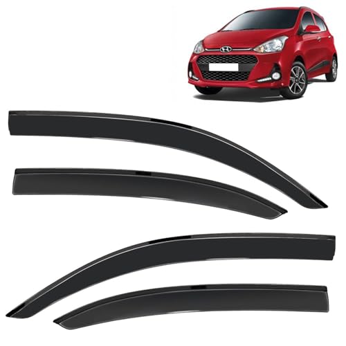 Image of KINGSWAY Accessories Side Window Door Visor Only Compatible with Hyundai Grand I10 Year 2017 to 2019 All Model, Premium Range Unbreakable Car Rain Guard Side Rear Wind Deflectors, Set of 4 Pcs