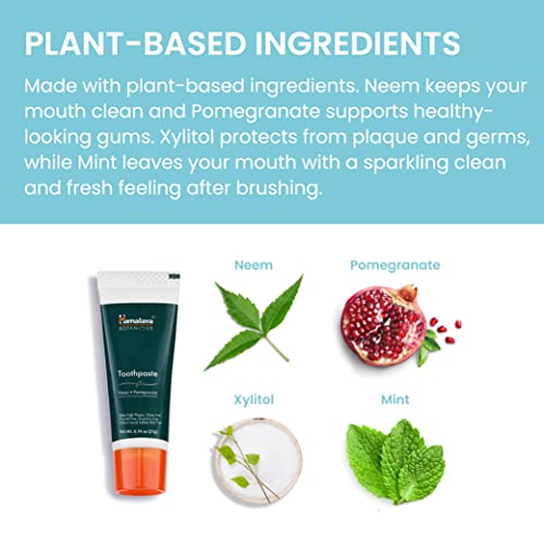 Himalaya Botanique Neem & Pomegranate Toothpaste, Original Formula For Brighter Teeth And Fresh Breath, 0.74 Oz, Fluoride Free, Tsa Approved Travel Size, 10 Pack #TOP6