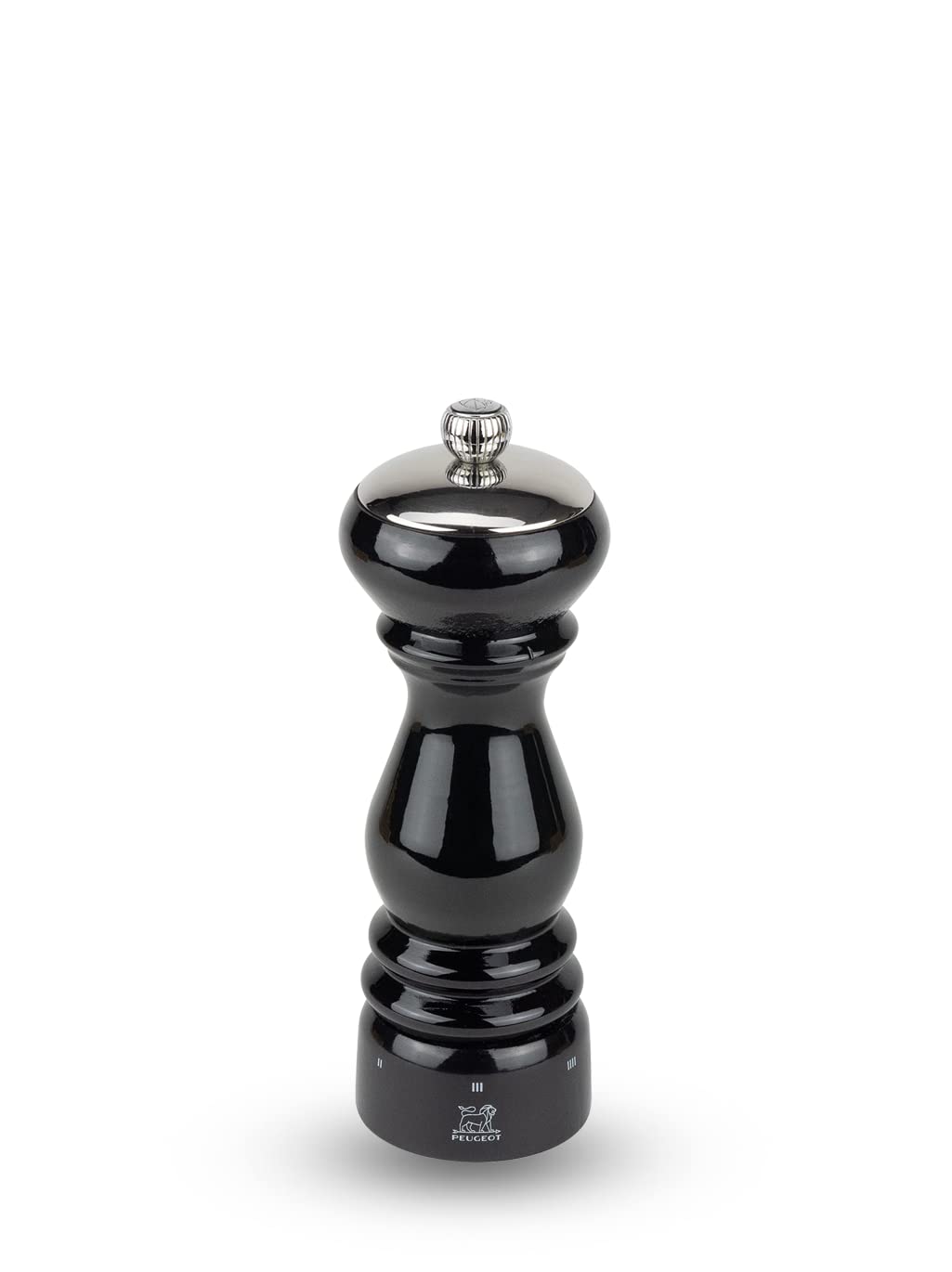 Peugeot - Macinapepe manuale Paris Icone - Macinapepe regolabile - Legno di faggio, nero lucido, 18 cm