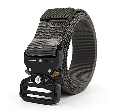 NA 49 Inch Mens Tactical Belt Heavy Duty Nylon Belt Wide 1.5 Inch Riggers Belt Military Webbing with Quick Release Metal Buckle (Grey)