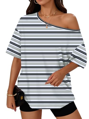 Image of Trendy Queen Womens Off the Shoulder Tops Oversized Summer Spring T-Shirts 2026
