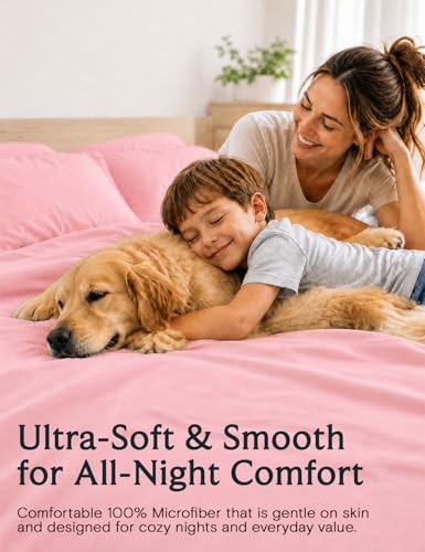 Image of LuxClub King Size Sheets Set, Deep Pocket King Bed Sheets 4PC, Cooling Sheets King Size Breathable, Soft Hotel Luxury Bedding Wrinkle Free, Silky Fitted Sheet & Pillowcase Sets, Baby Pink