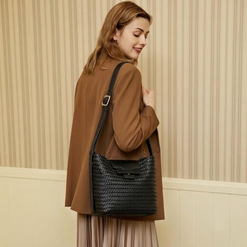 Image of JINMANXUE Woven Tote Bag For Women,Travel Shoulder Bag, Large Hollow Beach Soft Satin Handbags Hand-woven Satchel Clutch