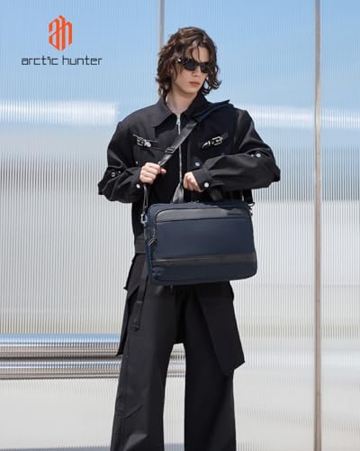 Image of Arctic Hunter Laptop Bag for Men Women 2 in 1 Office Sling Hand Bag with 15.6 inch Laptop Pocket Multiple Compartments Detachable Shoulder Strap Shockproof Water-resistant Briefcase (Blue)