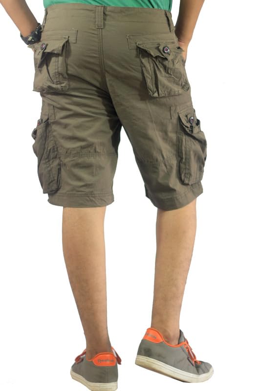 AERO CRAFT Mens Cotton Cargo Multi Pocket Shorts (38) Green 1