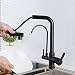 Rubinetto per Cucina con Doccetta Estraibile Girevole Rubinetto Tre Vie per Sistemi Osmosi Doppia Funzione Rubinetti da Lavello per Depuratore-Nero-B