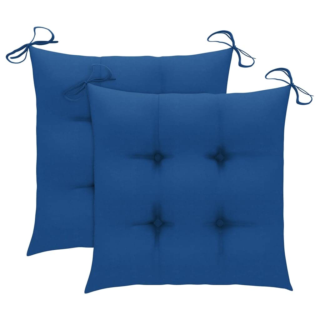 Gartenbank mit integriertem Tisch und Kissen Akazie Massivholz, 2-Sitzer Gartenmöbel Set mit Teetisch für Balkon, Terrasse und Garten, 159 x 61 x 92 cm, Königsblau