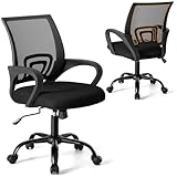 NEWBULIG Computer Desk Office Chair, Ergonomic Mid-Back Swivel Rolling Chair with Breathable Backrest and Lumbar Support Wheels, Mesh Office Chairs for Adults Home Task Gaming， Black 1 Pack