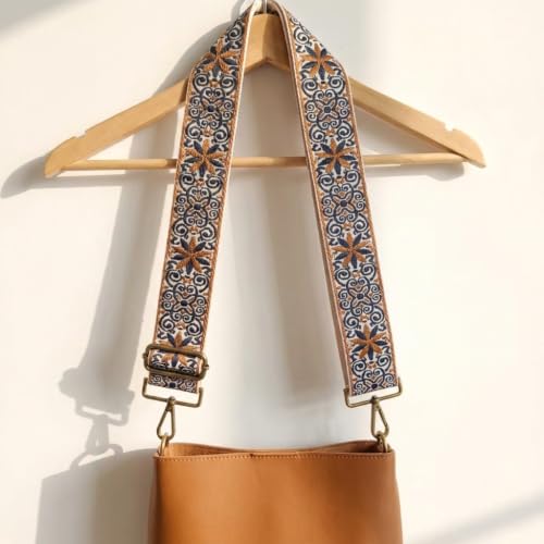 Image of Flower Purse Strap Replacement Embroidery Crossbody Shoulder Strap for Handbag Canvas Purse Extender Accessories