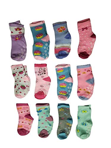 KIT 12 PARES DE MEIAS BEBE BEBES NENEM MENINAS FEMININA RN RECÃ‰M NASCIDO 0-6 MESES 12 PARES COR SOR