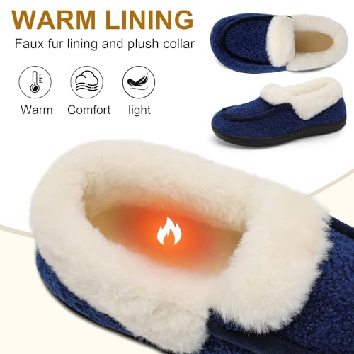 BARERUN Womens Slippers Fuzzy Collar Slipper Boots for Women Wide Toe House Shoes Moccasin Camping Travel Slippers with Hard Rubber Sole Indoor/Outdoor3