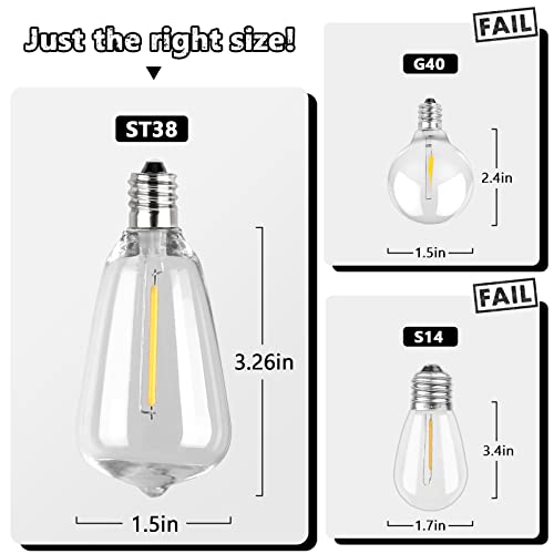 Sucolite 100FT Outdoor String Lights for Patio Waterproof Connectable ST38 LED Light String with 50+2 Vintage Edison Bulbs Dimmable Shatterproof Outside Hanging Lights Backyard Balcony Gazebo Bistro Sucolite 100FT Outdoor String Lights for Patio Waterproof Connectable ST38 LED Light String with 50+2 Vintage Edison Bulbs Dimmable Shatterproof Outside Hanging Lights Backyard Balcony Gazebo Bistro