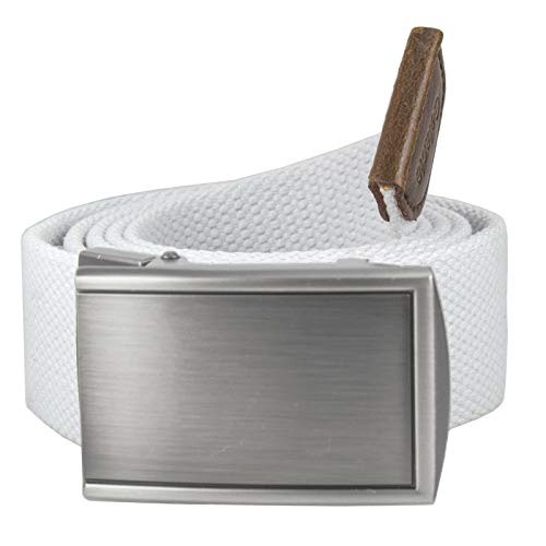 Canvas Cotton Web Buckle Belt Military Style Adjustable Belt White2