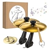 2-Pack Car Cymbal Air Vent,Mini Drum Crash Cymbal Set With Mini Drum Sticks & 4 Thumb Cymbals,Compact and Durable Car Accessory Compatible with Most Vehicles (Gold)