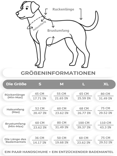 Hundebademantel Schnell Trocknend Badetuch aus Mikrofaser, Bibykivn Einstellbar Hundehandtuch mit Klettverschluss, Saugfähiger Hunde Bademantel mit Hut für Mittlere Kleine Hunde (Grau, M) – Bild 5
