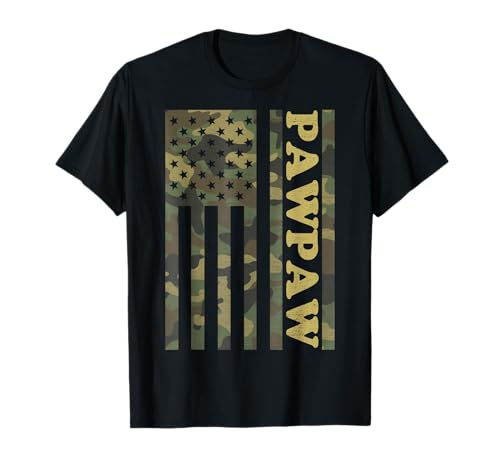 Camo Pawpaw American Flag Camouflage Father's Day T-Shirt
