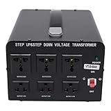Voltage Converter Transformer, 5000W Heavy Duty Step-Up and Step-Down 240V-110V Power Transformer with 3 US Outlets & 3 EU Outlets for Home and Industrial Use US Standard Compatibility