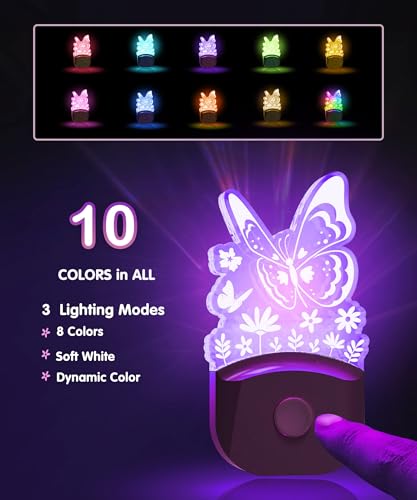 Image of L LOHAS LED Kids Night Light, Butterfly Night Light for Kids, Colored Mode