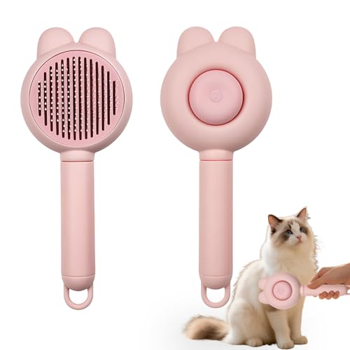 Image of Zoocozy Cat Brush for Shedding, Dog Deshedding Brush, Pet Hair Removal Tool for Puppy Pitten(Pink)