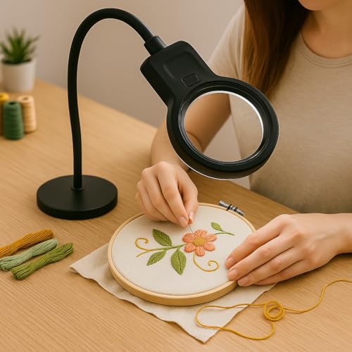 LUPA BANCADA LUMINARIA AUMENTO 10 LEDS BIFOCAL 3X 4,5X AUMENTO MESA BANCADA ESTETICA ELETRONICA ARTICULADA MANICURE PROFISSIONAL