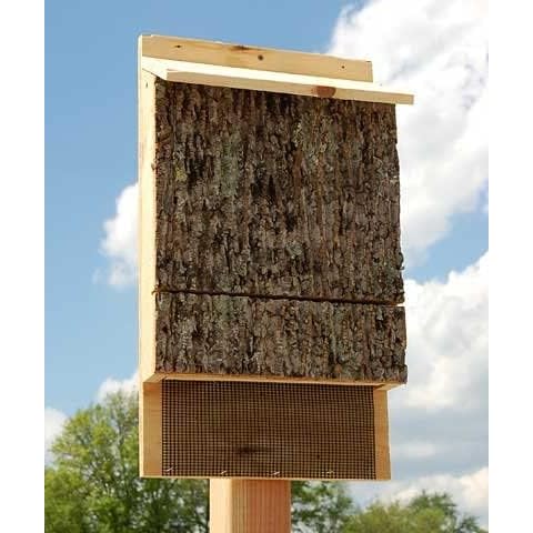 Uncle Dunkels Triple Chamber Bat House; OBC Endorsed Rustic Wooden Handmade Bat Shelter Box Cover