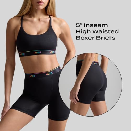Image of Woxer Womens Baller 5 inch High Waisted Boy Shorts Underwear - Seamless Boxer Briefs, Boyshort Panties, No Show Women's Boxers